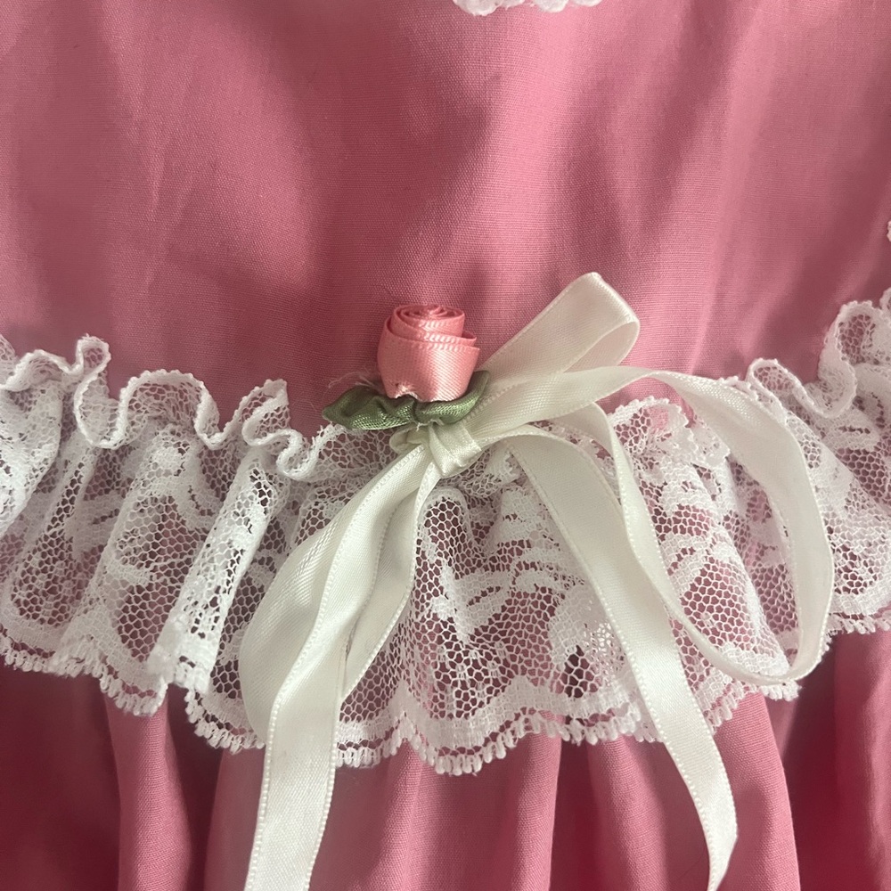 Vintage 1990’s Bryan Pink Baby Dress with White Lace size 18 month - Picture 7 of 9